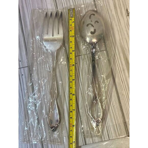 Rogers Oneida Old South II Stainless Steel Serving Spoon Fork Silverplate 2pc - Picture 9 of 12